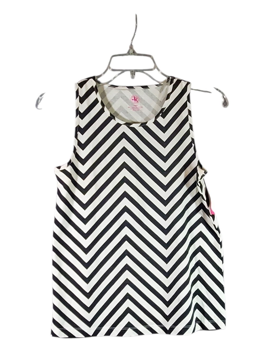 J. Khaki Black and White Chevron Tank Top